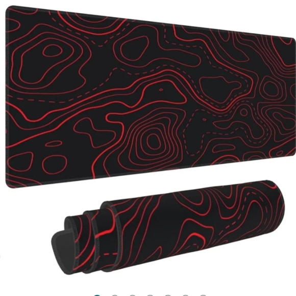 Red Black Topographic Mouse Pad Large Gaming Desk Mat Computer Mousepad … - Picture 1 of 7